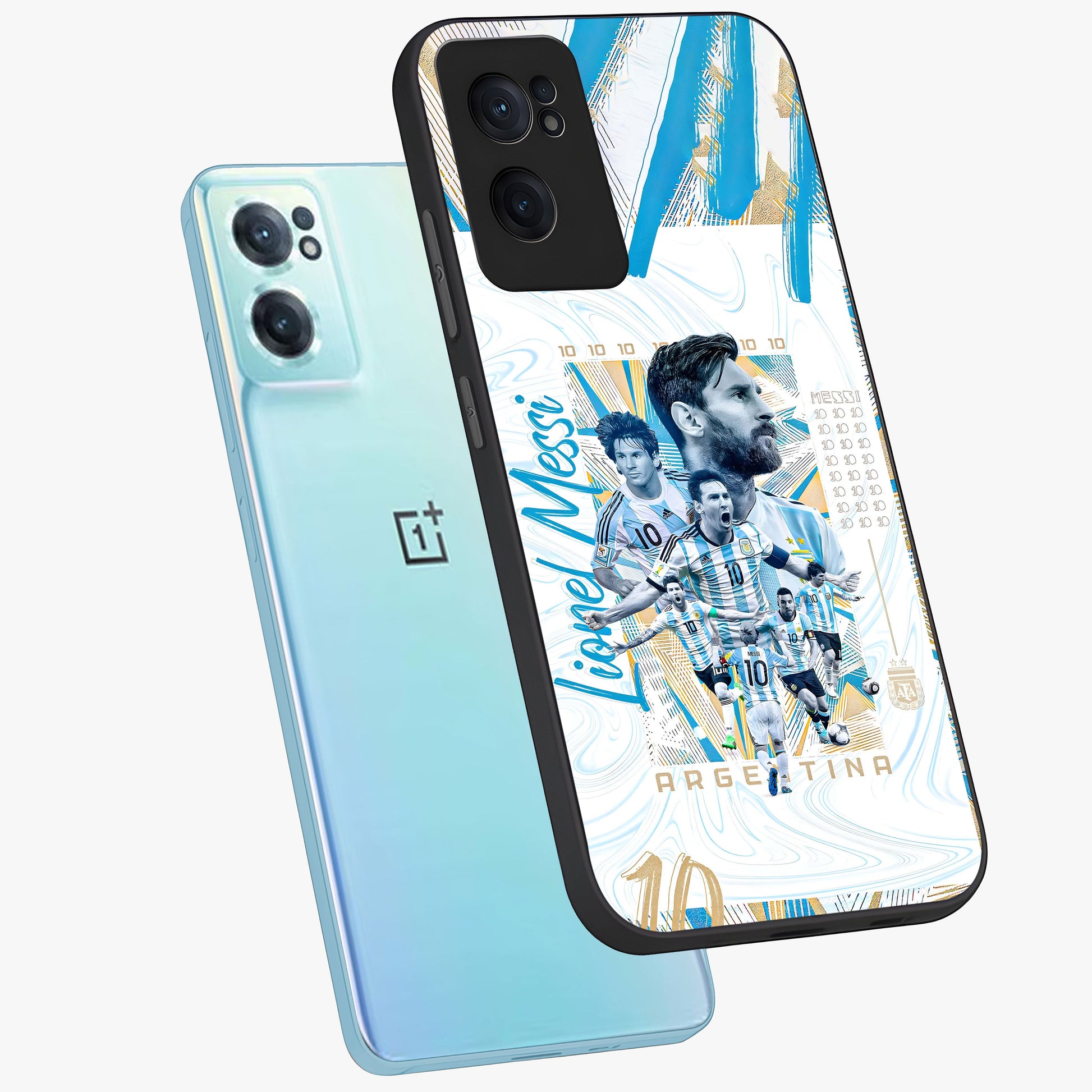 Golden Number Ten Glass Case for 1+Nord CE 2  side perspective highlighting premium typography textures and smooth edges