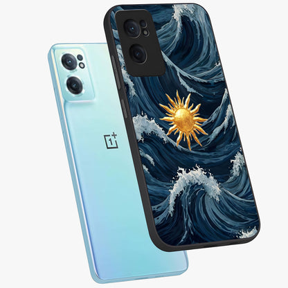 Golden Wave Rise Glass Case for 1+Nord CE 2  side perspective highlighting smooth wave textures and premium edges