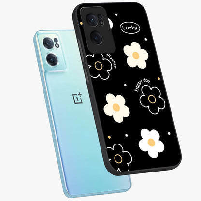 Happy Day Daisy Glass Case for 1+Nord CE 2  side perspective highlighting fresh floral textures and premium edges