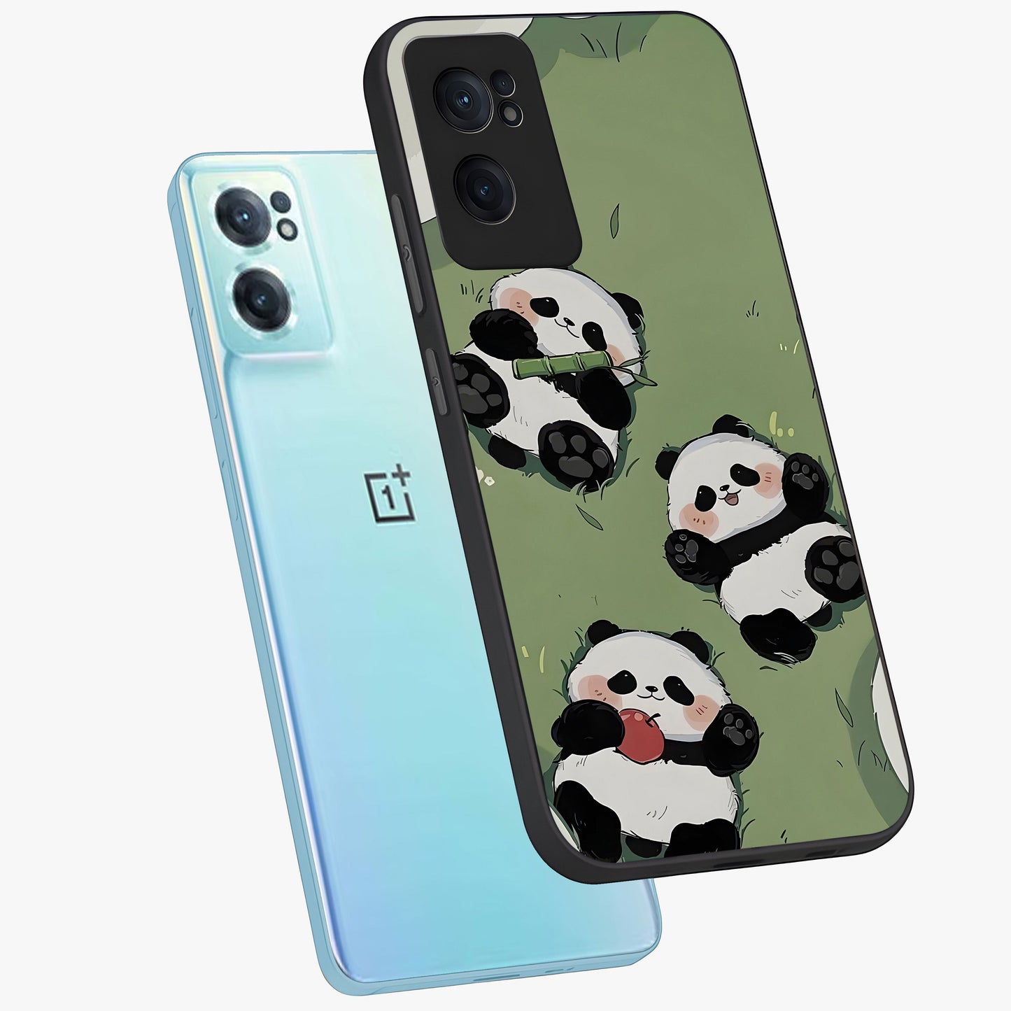 Lazy Panda Picnic Glass Case for 1+Nord CE 2  side perspective highlighting cute illustration textures and smooth premium build
