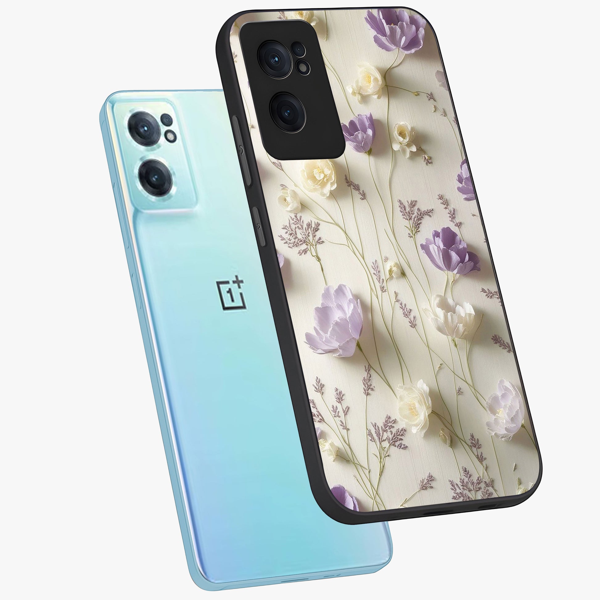 Lilac Breeze Harmony Glass Case for 1+Nord CE 2  side perspective highlighting calming textures and premium build