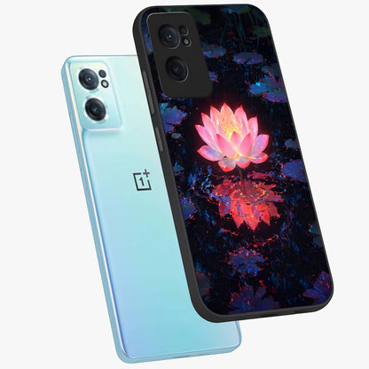 Luminous Lotus Glow Glass Case for 1+Nord CE 2  side perspective highlighting serene floral textures and premium edges
