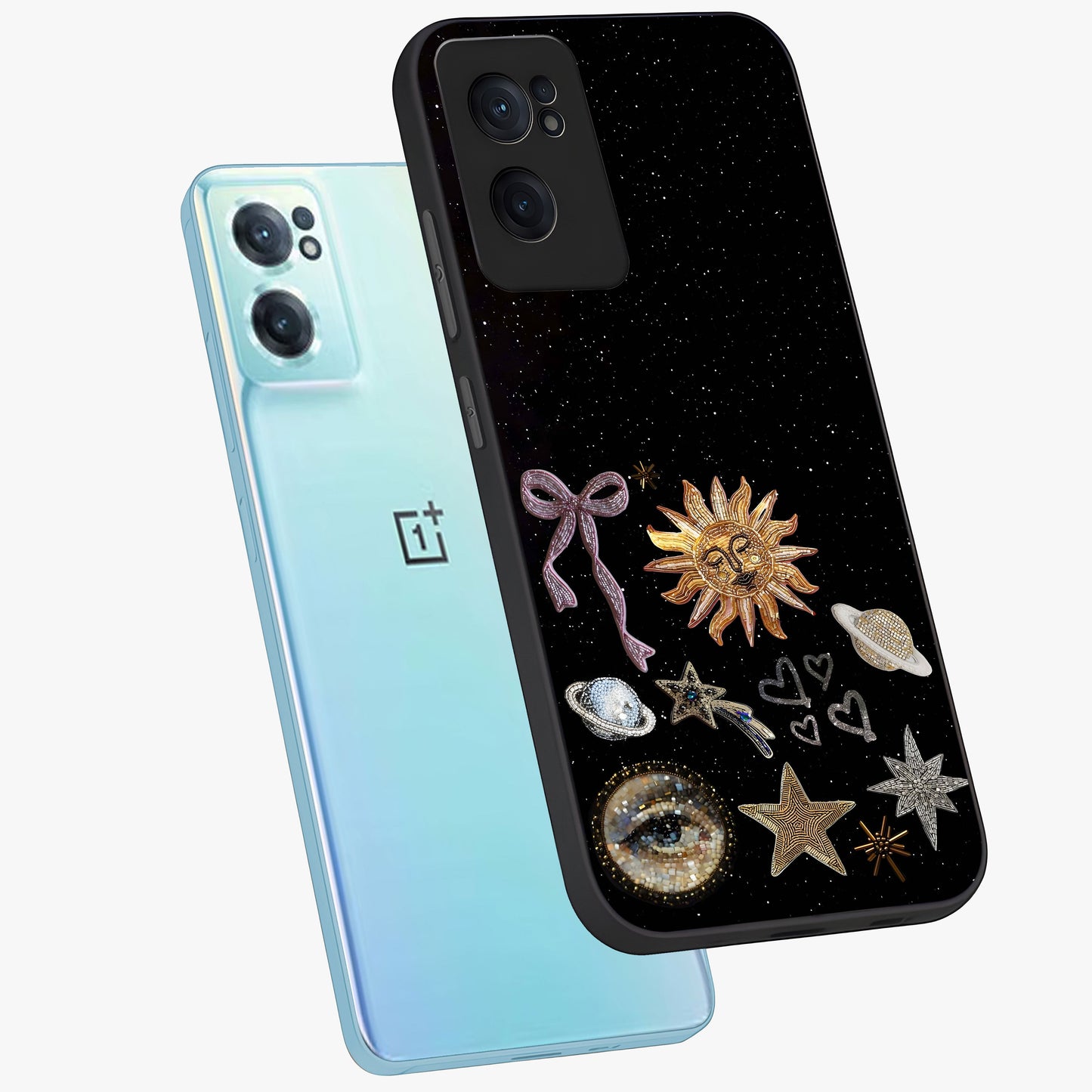 Magical Jewelry Vibe Glass Case for 1+Nord CE 2  side perspective highlighting radiant textures and sleek premium build