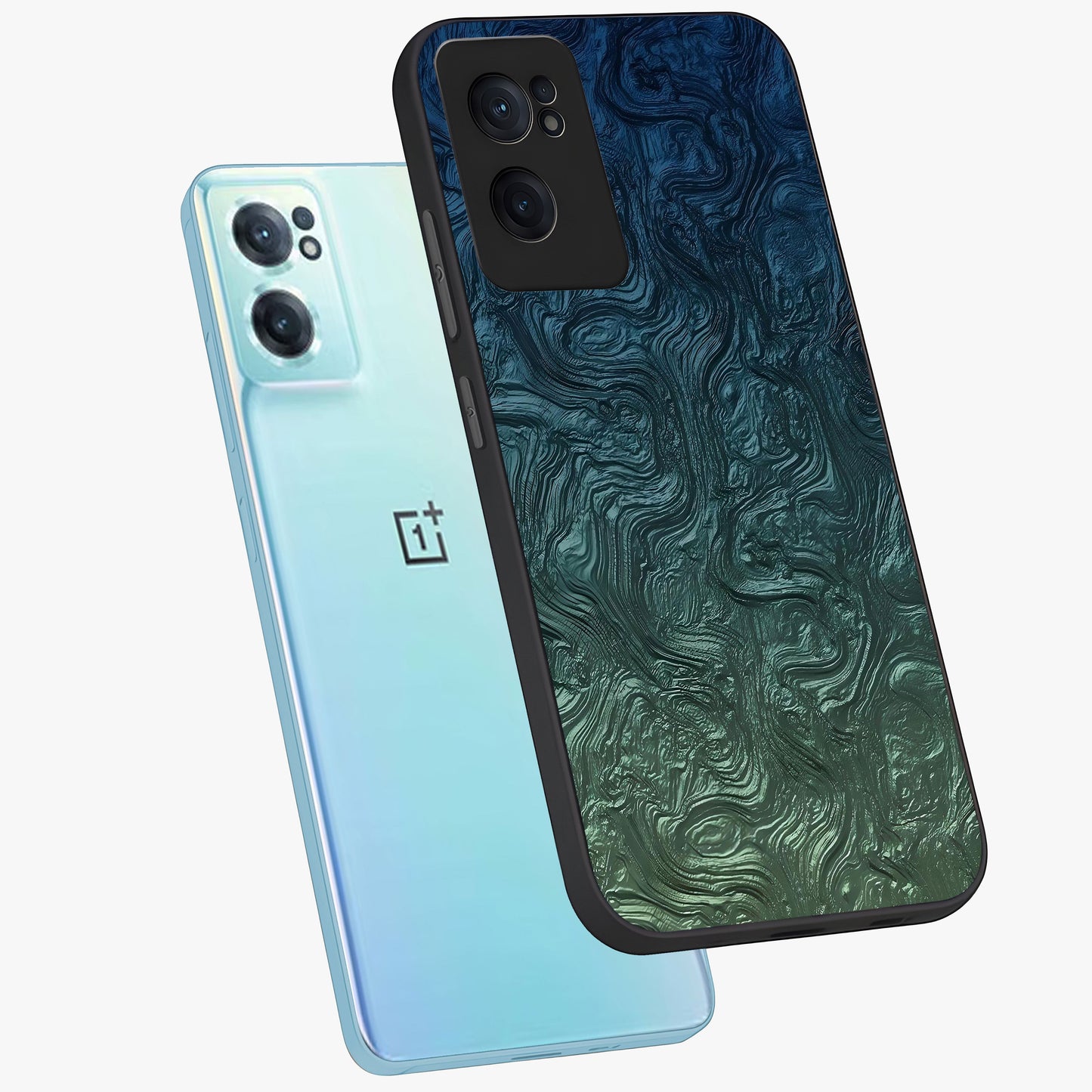 Marble Dream Blur Glass Case for 1+Nord CE 2  side perspective highlighting refined marble textures and premium edges