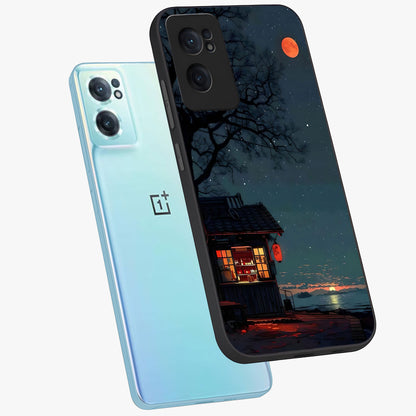 Midnight Lantern Glow Glass Case for 1+Nord CE 2  side perspective highlighting soft light textures and sleek build