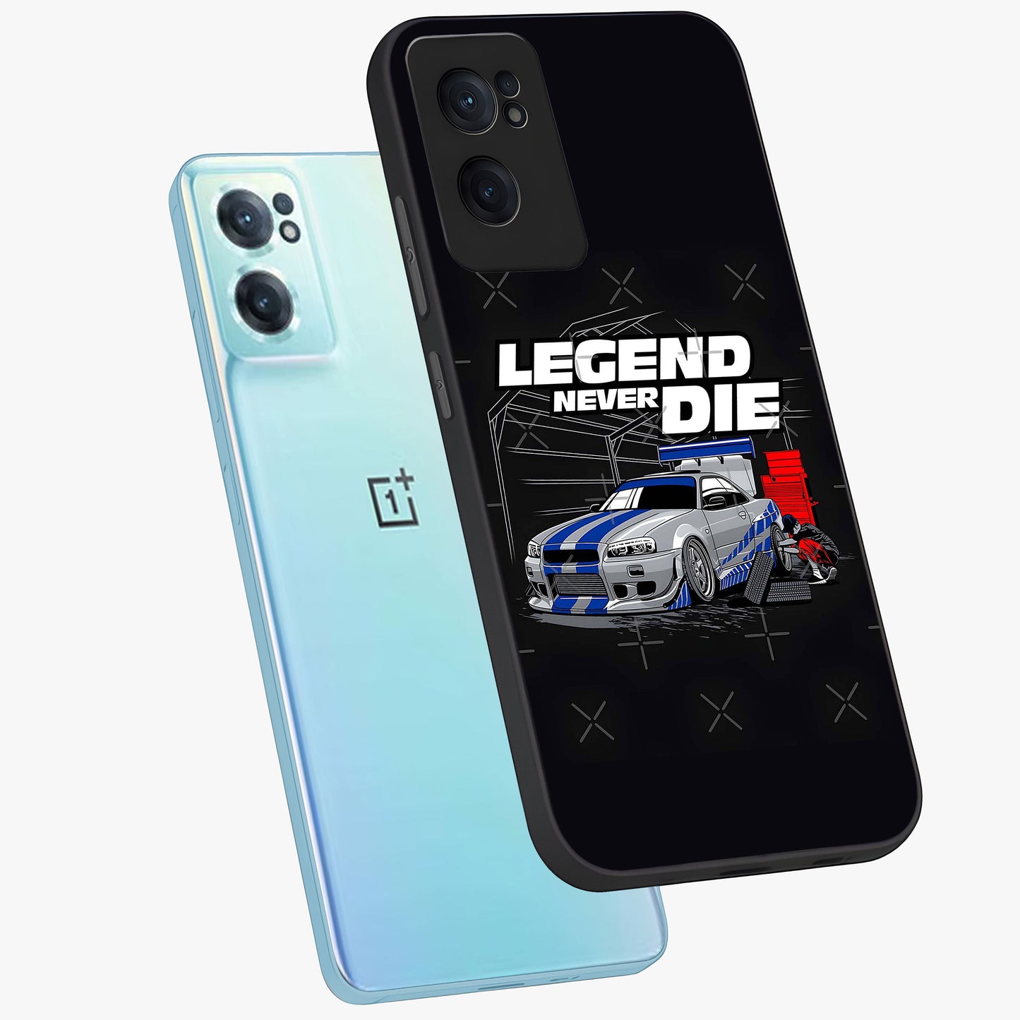 Midnight Racing Legacy Glass Case for 1+Nord CE 2  side perspective highlighting sleek speed textures and premium edges