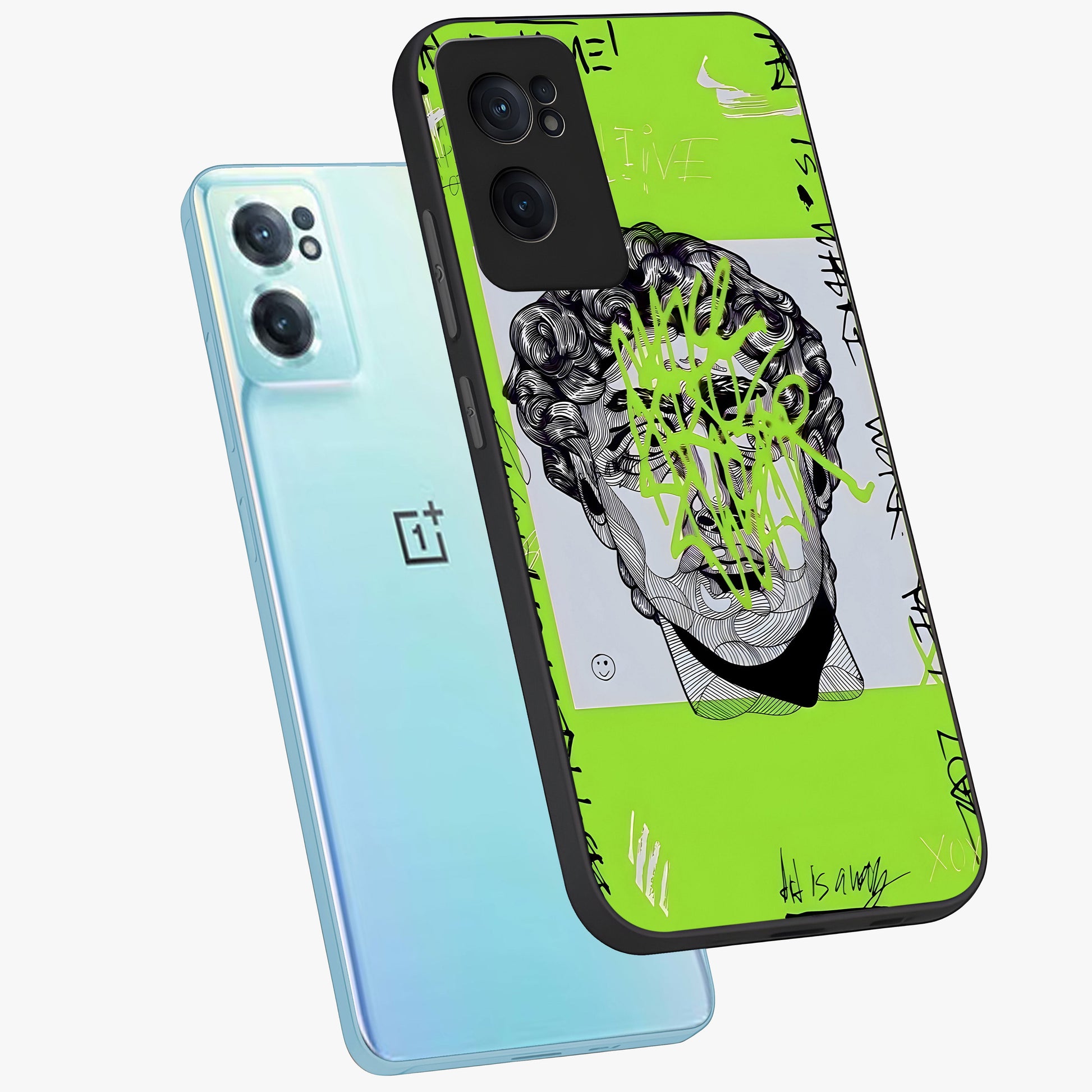 Neo Graffiti Rebellion Glass Case for 1+Nord CE 2  side perspective highlighting vibrant street textures and premium edges