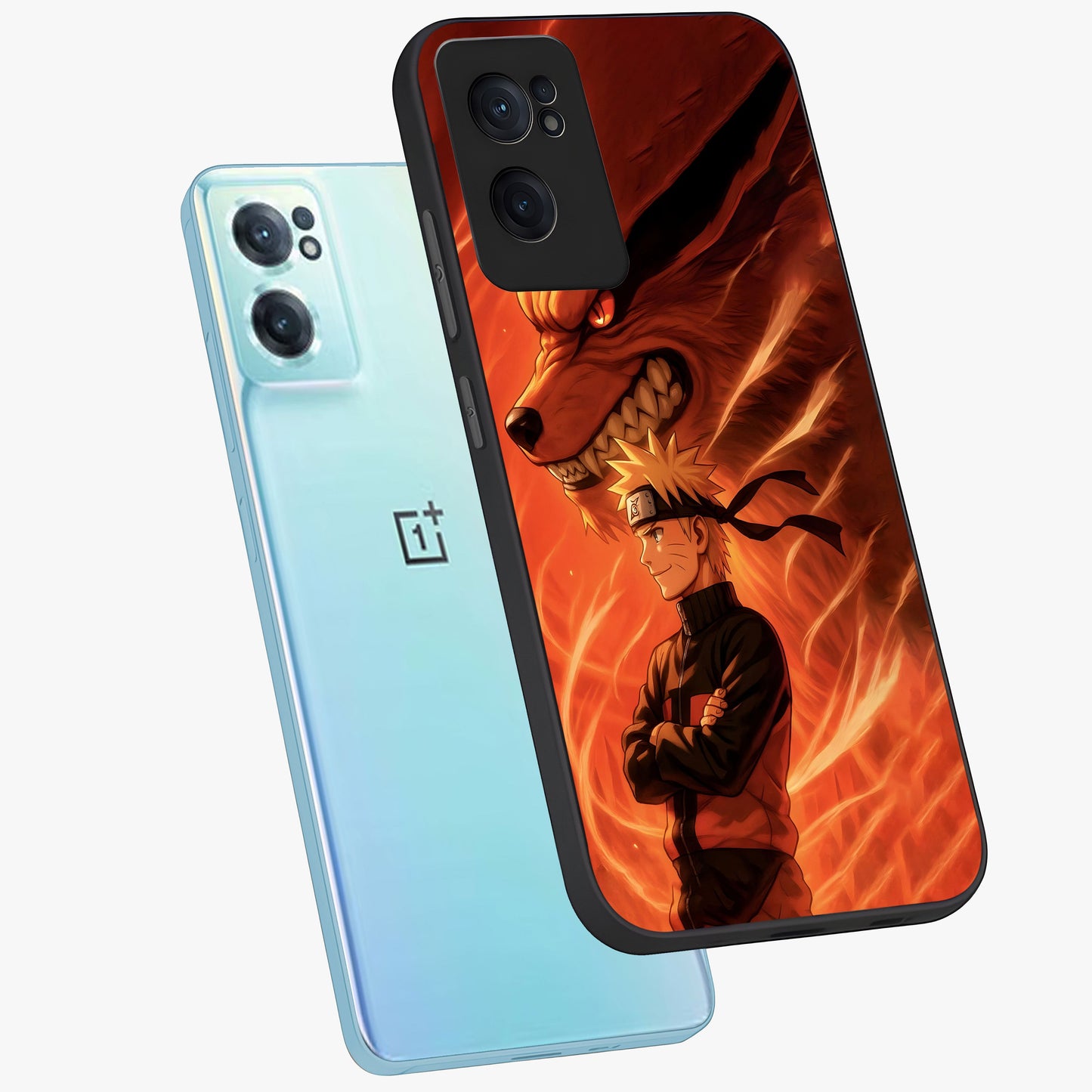 Nine Tails Legacy Glass Case for 1+Nord Ce 2  side perspective highlighting detailed character textures and premium edges