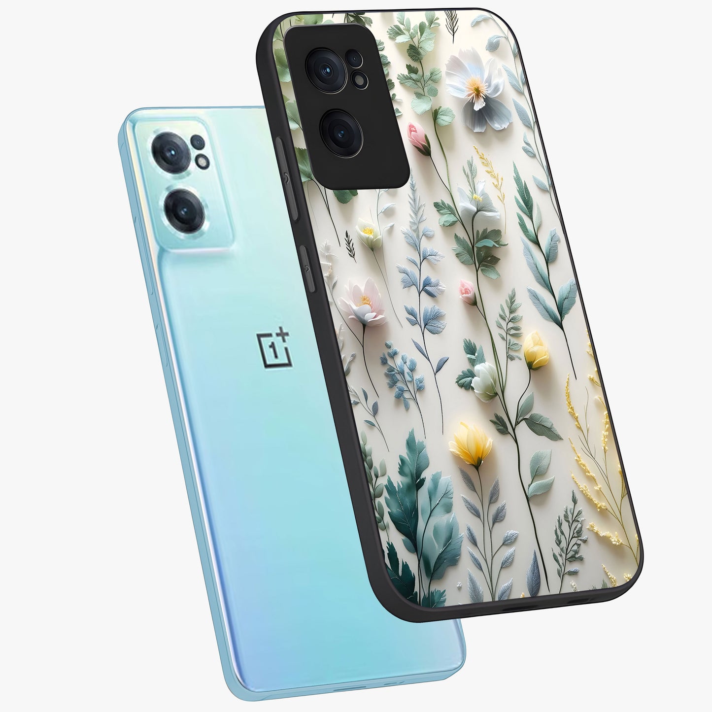 Pastel Garden Whispers Glass Case for 1+Nord CE 2  side perspective highlighting refined textures and smooth build