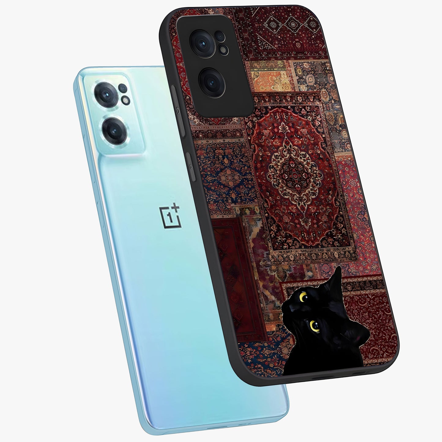 Regal Magic Cat Apple Glass Case for 1+Nord CE 2  side perspective highlighting cute character textures and smooth build