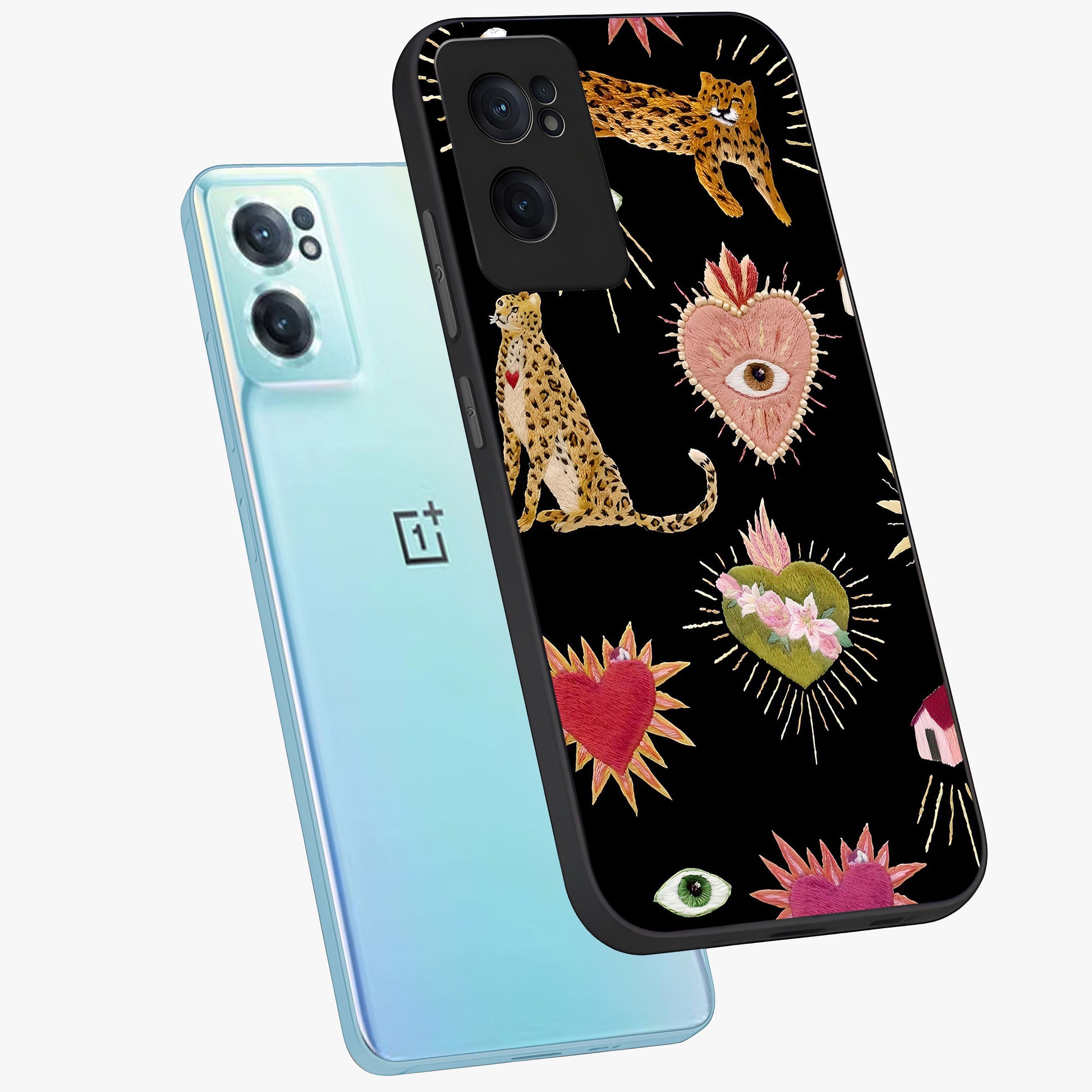 Sacred Jungle Heart Glass Case for 1+Nord CE 2  side perspective highlighting lush textures and premium edges