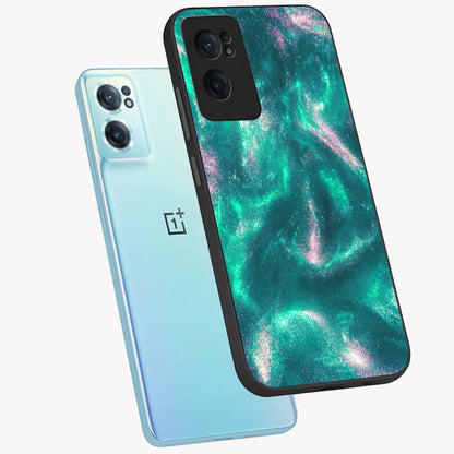 Shimmering Nebula Waves Glass Case for 1+Nord CE 2  side perspective highlighting luminous textures and smooth build
