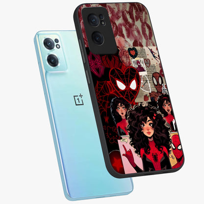 Spider Love Story Glass Case for 1+Nord CE 2  side perspective highlighting dynamic character textures and premium edges