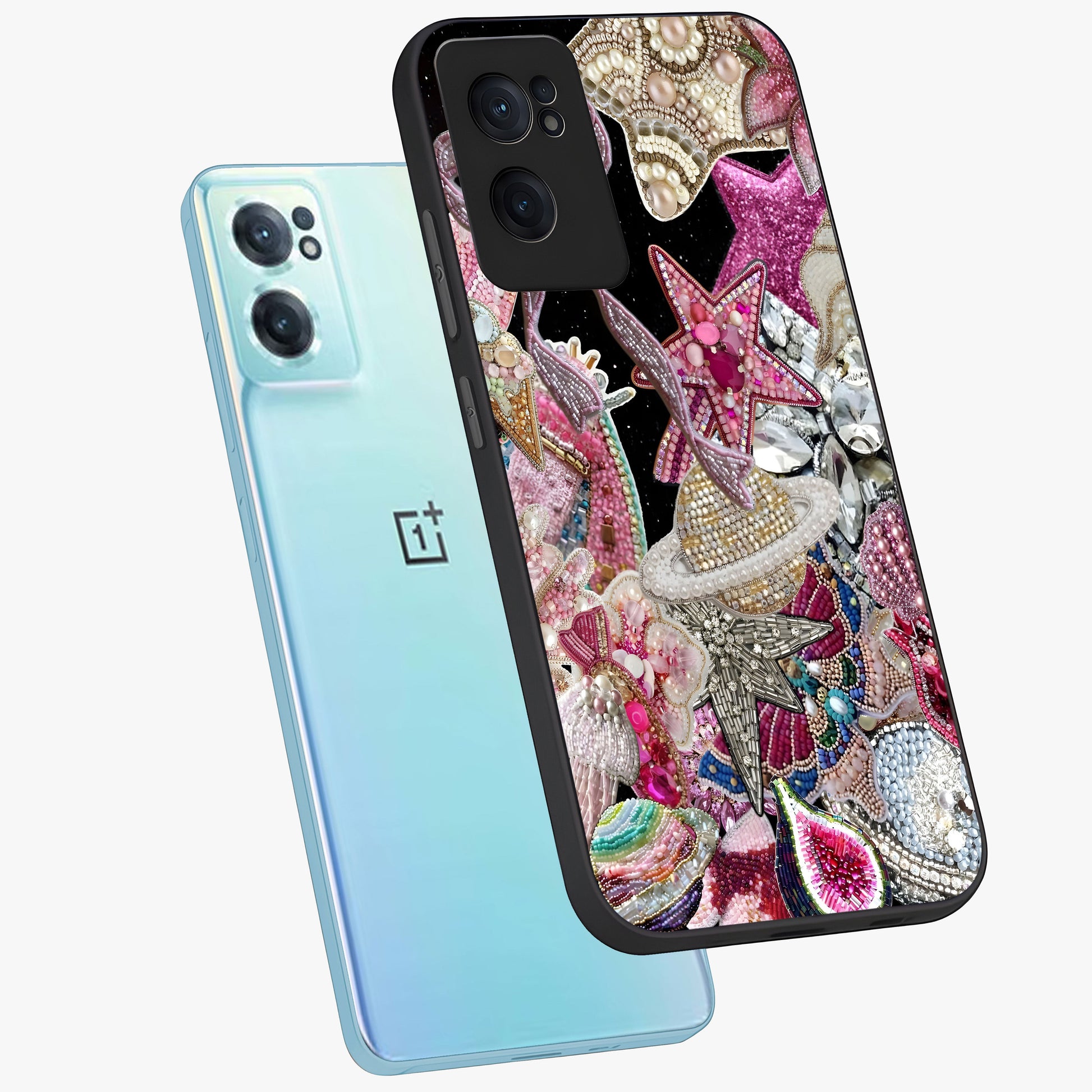 Starlit Jewel Dream Glass Case for 1+Nord CE 2  side perspective highlighting sparkling textures and sleek premium build