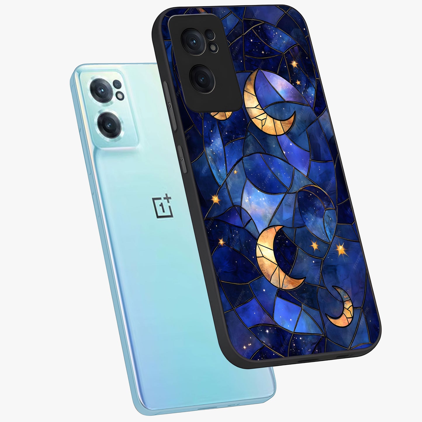 Starlit Sky Tapestry Glass Case for 1+Nord CE 2  side perspective highlighting intricate celestial textures and premium edges