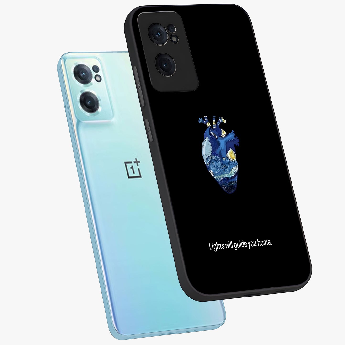 Starry Heart Compass Glass Case for 1+Nord Ce 2  side perspective highlighting refined textures and sleek premium build