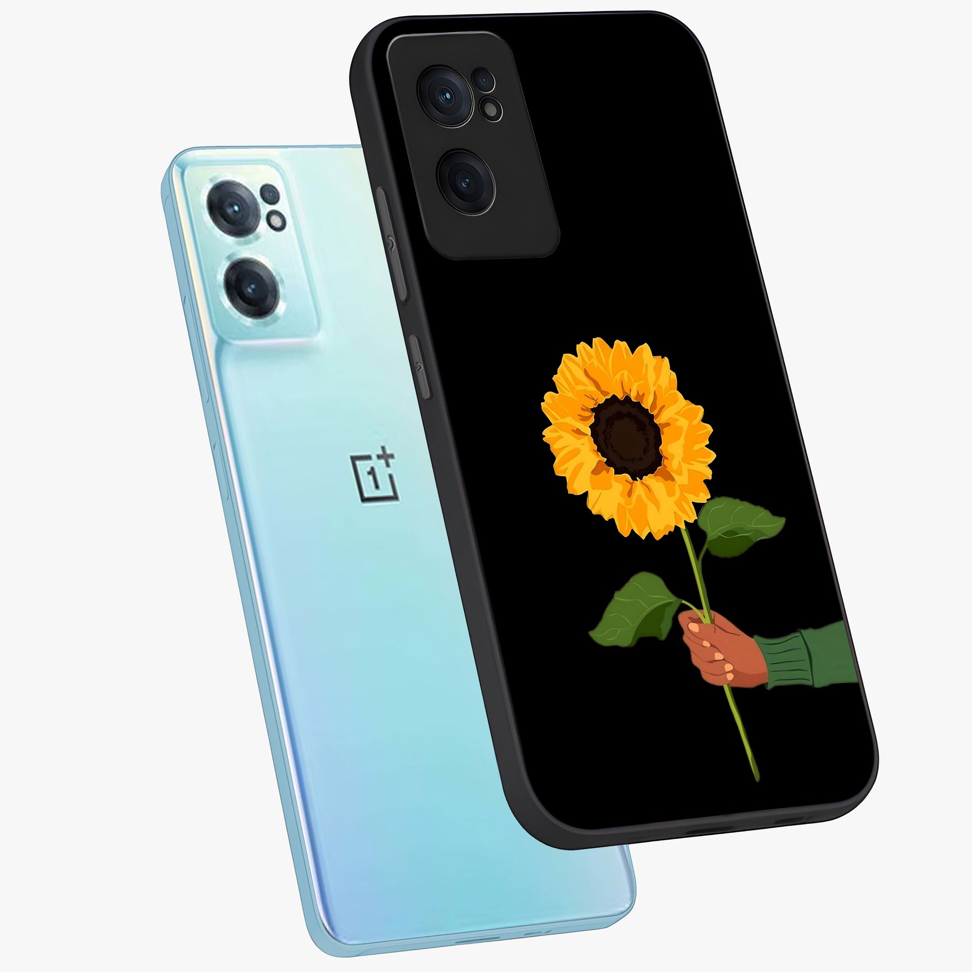 Sun Moon Stormy Sky Glass Case for 1+Nord Ce 2  side perspective highlighting intense sky textures and premium edges