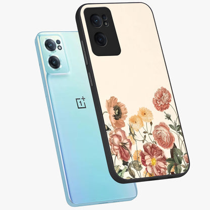 Timeless Garden Romance Glass Case for 1+Nord Ce 2  side perspective highlighting delicate bloom textures and smooth build