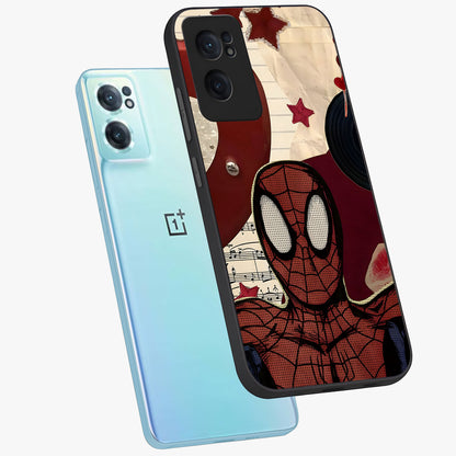 Web Warrior Vibes Glass Case for 1+Nord Ce 2  side perspective highlighting energetic textures and premium edges