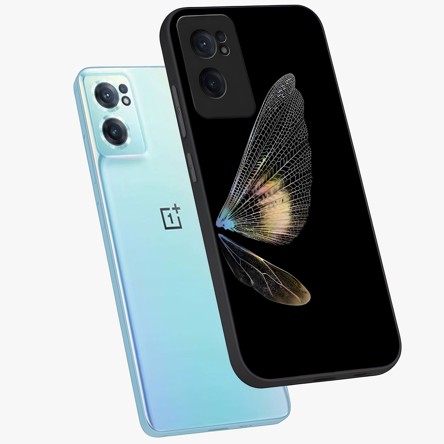 Whispers of Wings Glass Case for 1+Nord Ce 2  side perspective highlighting light airy textures and premium edges