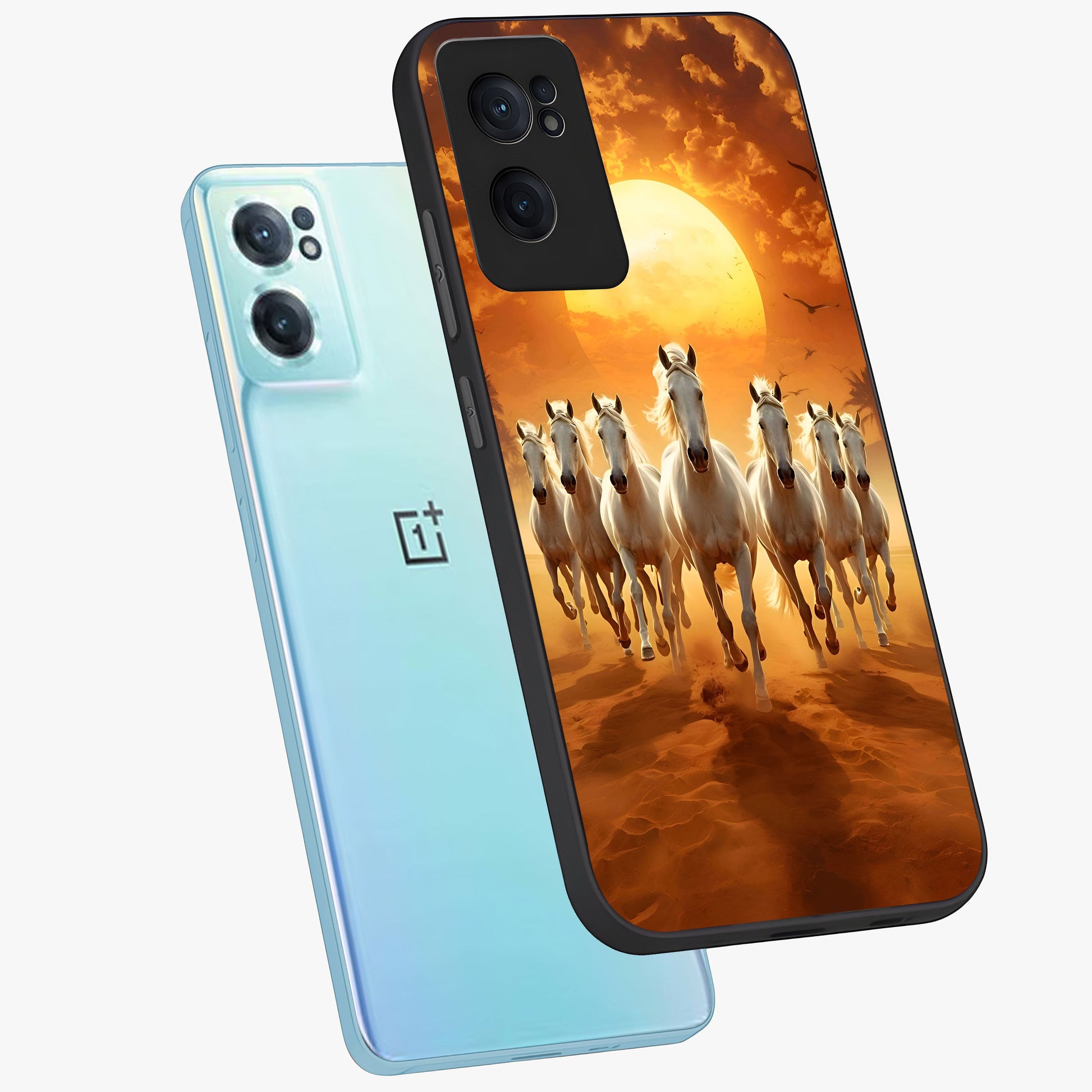 Wild Sunset Majesty Glass Case for 1+Nord Ce 2  side perspective highlighting vibrant horizon textures and sleek premium build