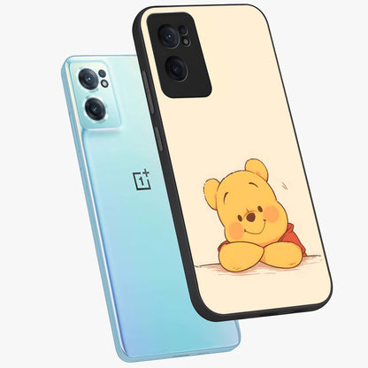 Winniethe Pooh Glass Case for 1+Nord Ce 2  side perspective highlighting charming character textures and smooth build