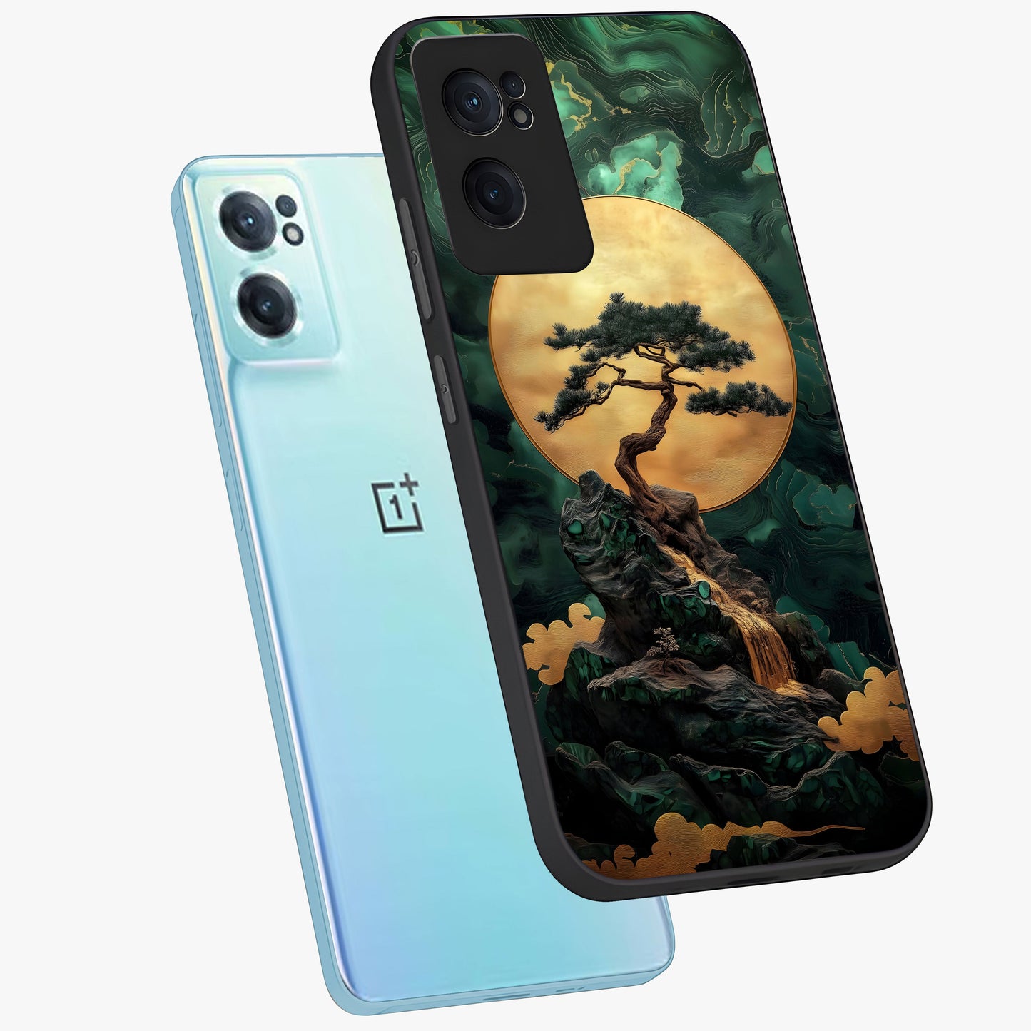 Zen Moon Rise Glass Case for 1+Nord Ce 2  side perspective highlighting subtle lunar textures and premium edges