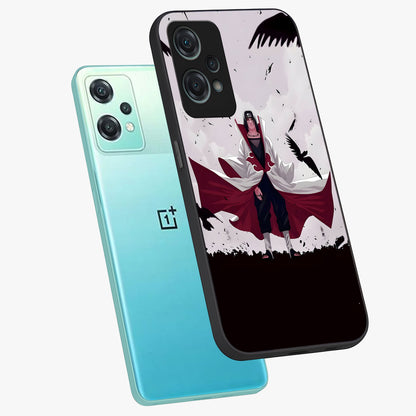 Crimson Crow Ascension Glass Case for 1+Nord Ce 2 Lite angled mockup showcasing glossy finish and dramatic gothic design
