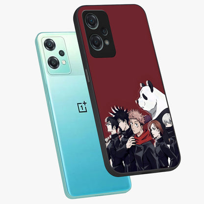 Crimson Crow Judgment Glass Case for 1+Nord Ce 2 Lite angled mockup showcasing glossy finish and intense dark aesthetic