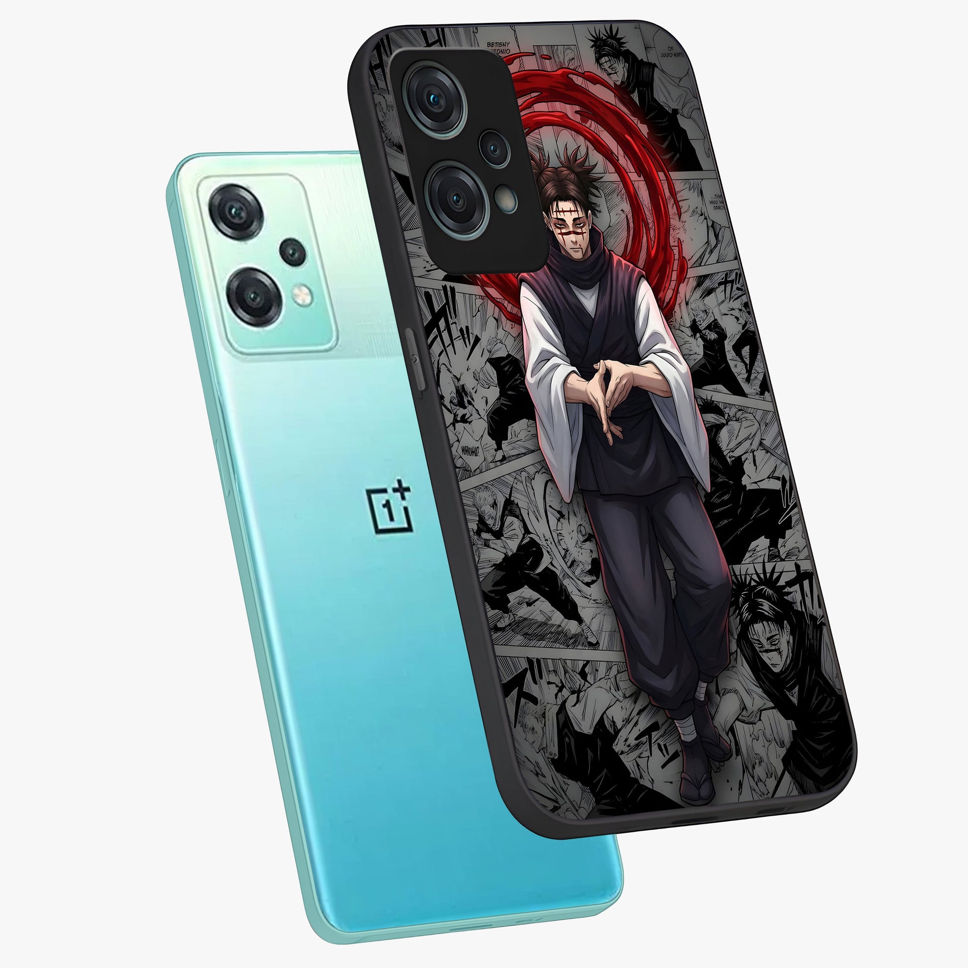 Cursed Ritual Ascension Glass Case for 1+Nord Ce 2 Lite angled mockup showcasing glossy finish and intense gothic detailing