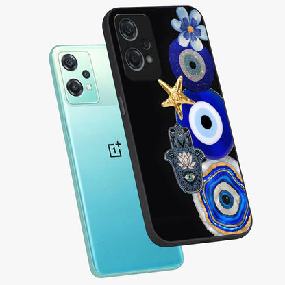 Divine Eye Bloom Glass Case for 1+Nord Ce 2 Lite angled mockup showcasing glossy finish and vibrant protective detailing