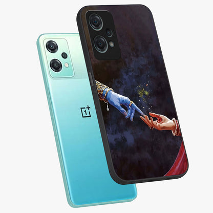 Divine Touch Eternal Glass Case for 1+Nord Ce 2 Lite angled mockup showcasing glossy finish and elegant design tones