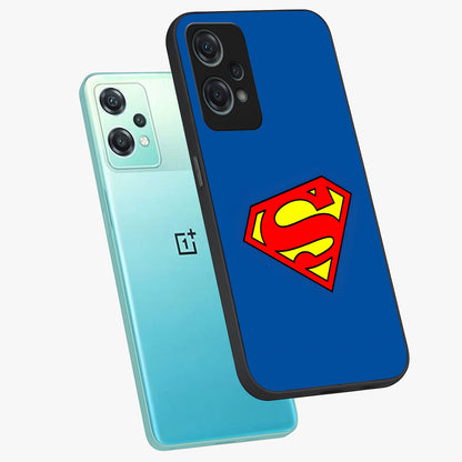 Legendary Hero Emblem Glass Case for 1+Nord Ce 2 Lite angled mockup showcasing glossy glass finish and strong graphic detailing