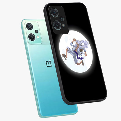 Moonlit Freedom Dance Glass Case for 1+Nord Ce 2 Lite angled mockup showcasing glossy finish and flowing night gradients