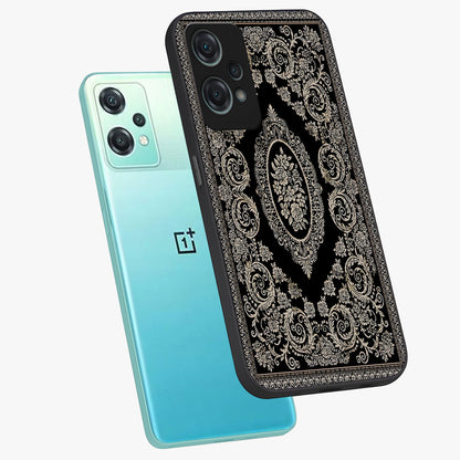 Noir Bloom Elegance Glass Case for 1+Nord Ce 2 Lite angled mockup showcasing glossy finish and refined bloom detailing
