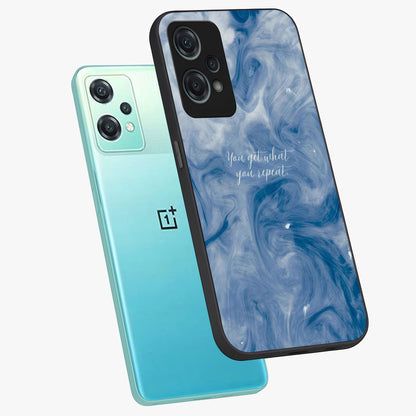 Repeat Your Destiny Glass Case for 1+Nord Ce 2 Lite angled mockup showcasing glossy finish and clean modern detailing