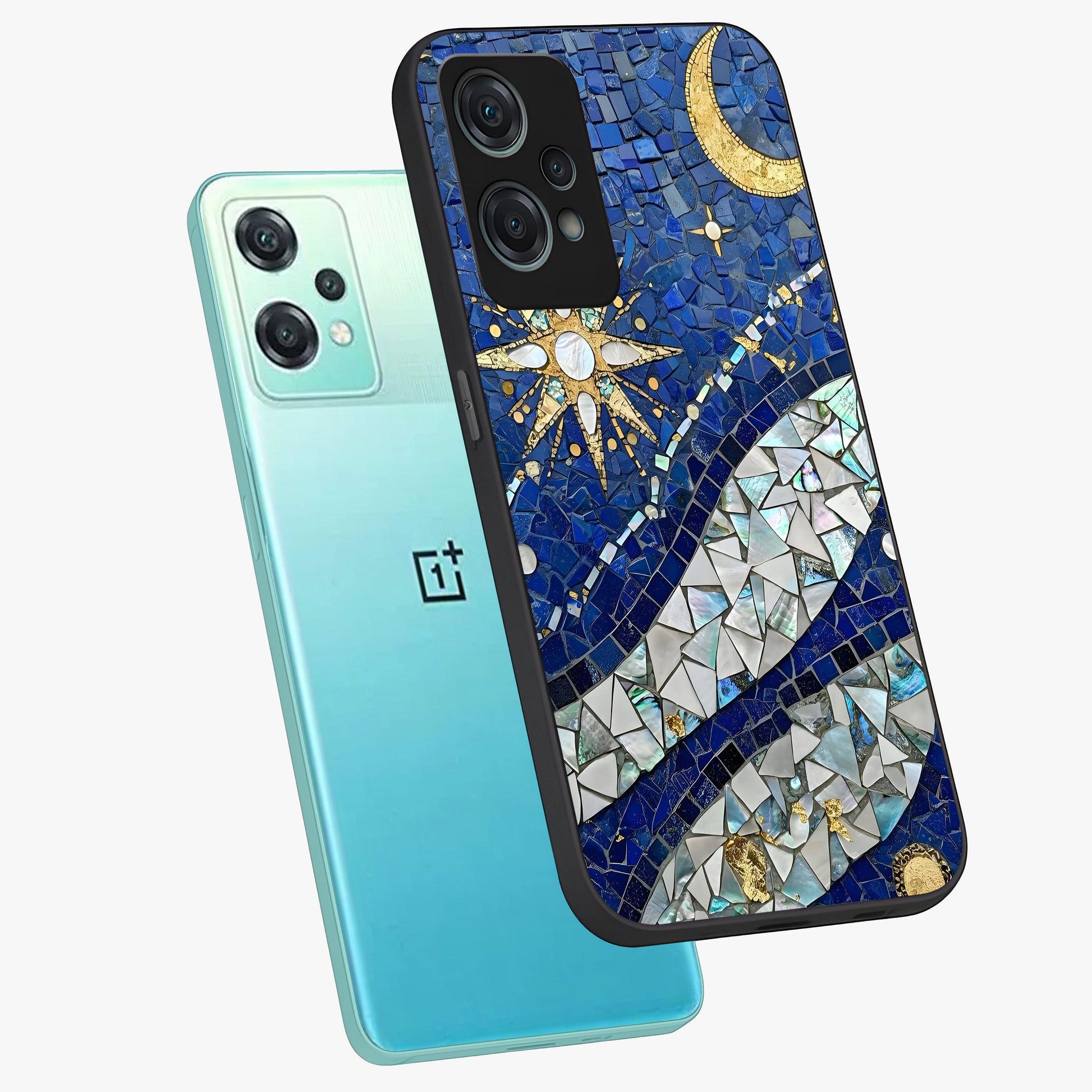 Serene Crane Flight Glass Case for 1+Nord Ce 2 Lite angled mockup showcasing glossy finish and subtle nature detailing