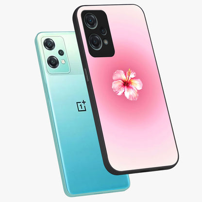 Soft Petal Serenity Glass Case for 1+Nord Ce 2 Lite angled mockup showcasing glossy finish and calming bloom detailing