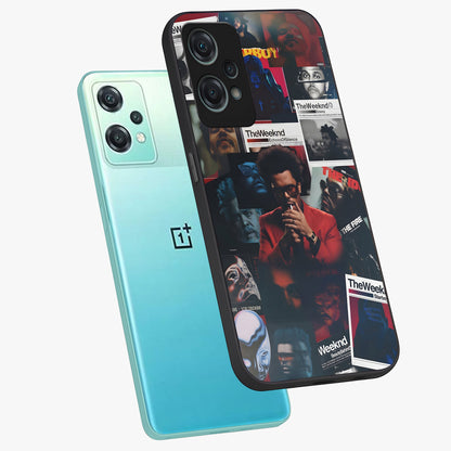The Weeknd Glass Case for 1+Nord Ce 2 Lite angled mockup showcasing glossy finish and bold modern tones
