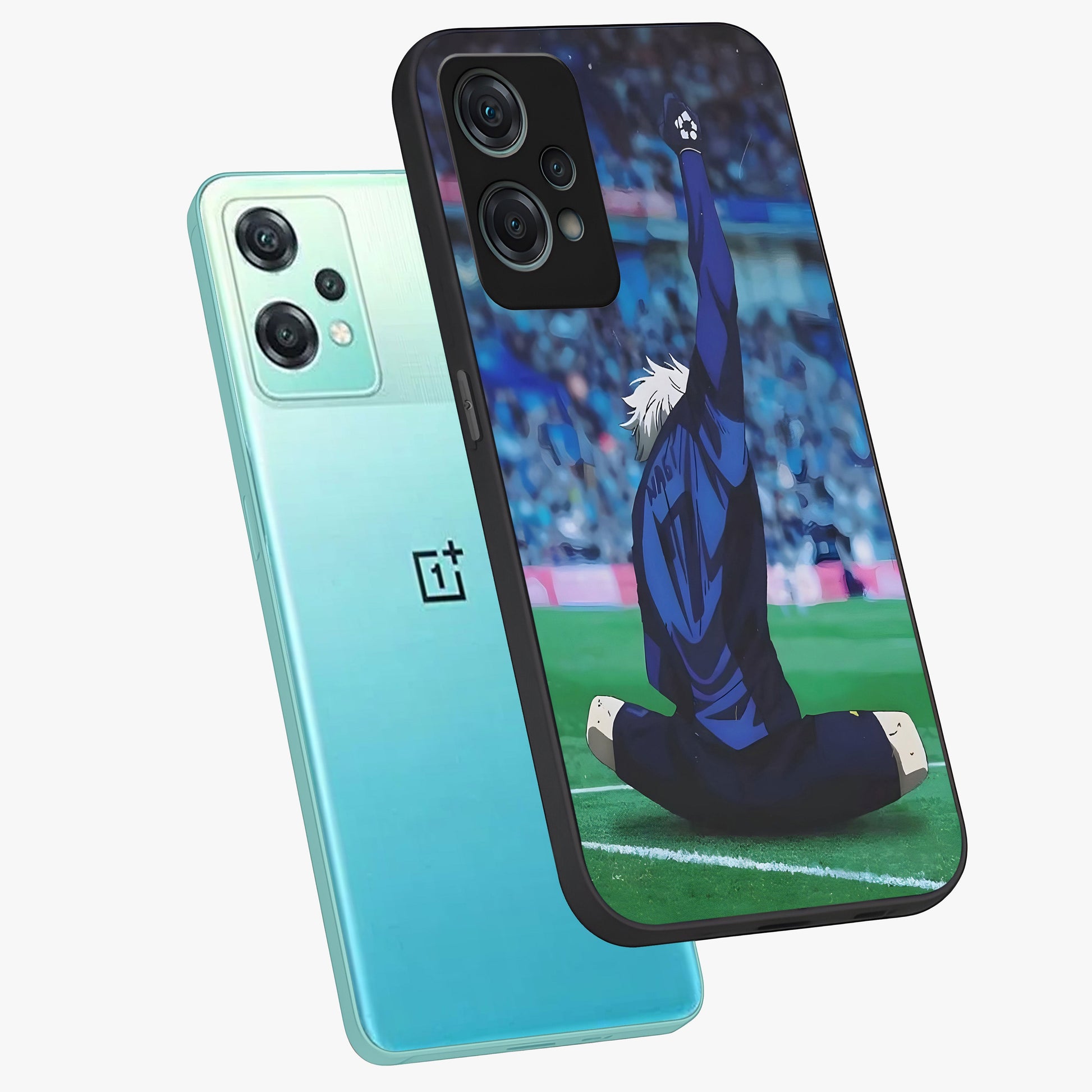 Victory Silence Anthem Glass Case for 1+Nord Ce 2 Lite angled mockup showcasing glossy finish and strong dramatic tones