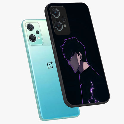 Void Lightning Phantom Glass Case for 1+Nord Ce 2 Lite angled mockup showcasing glossy finish and high contrast detailing