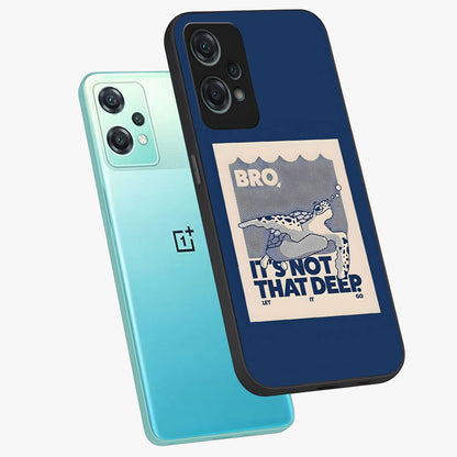 Worry Less Swim Glass Case for 1+Nord Ce 2 Lite angled mockup showcasing glossy finish and fresh ocean tones