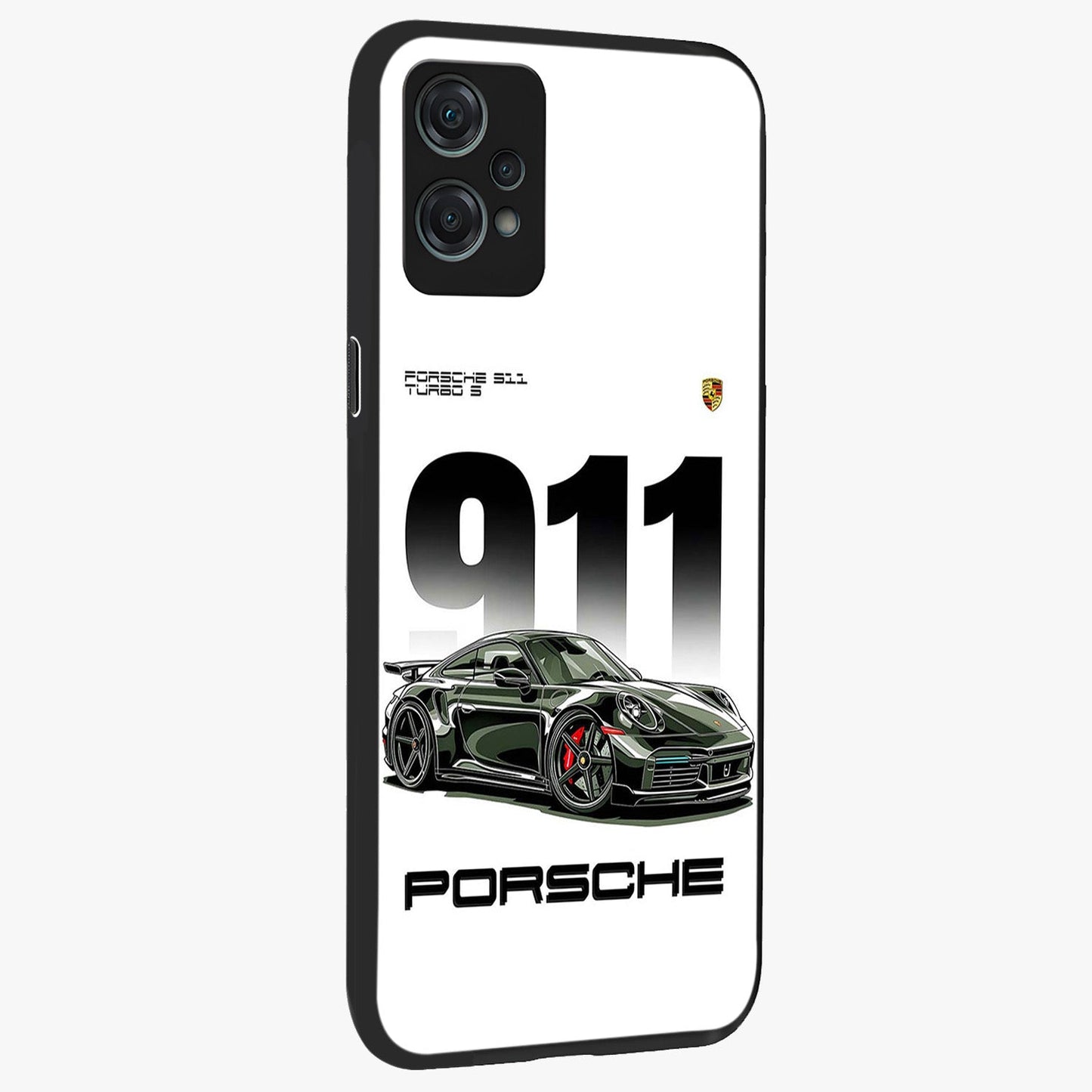911 Turbo Dominance Glass Case for 1+Nord Ce 2 Lite stylish side perspective highlighting sleek edges and high detail sports car illustration