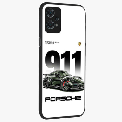 911 Turbo Dominance Glass Case for 1+Nord Ce 2 Lite stylish side perspective highlighting sleek edges and high detail sports car illustration