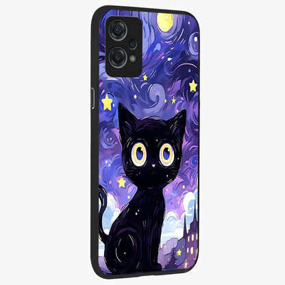 Abstract Cat Art Glass Case for 1+Nord Ce 2 Lite stylish side perspective highlighting bold abstract artwork details