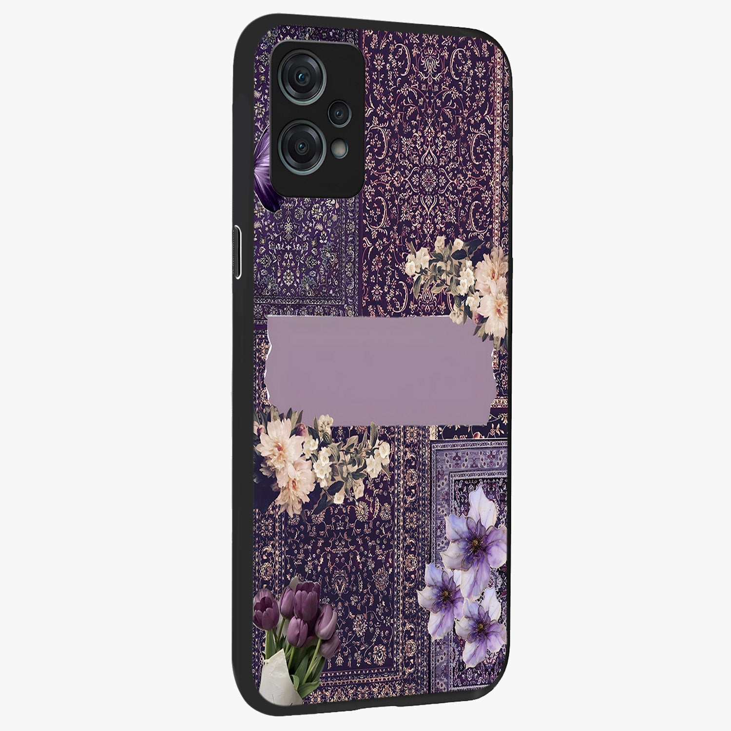 Antique Floral Whisper Glass Case for 1+Nord Ce 2 Lite side perspective highlighting detailed floral textures