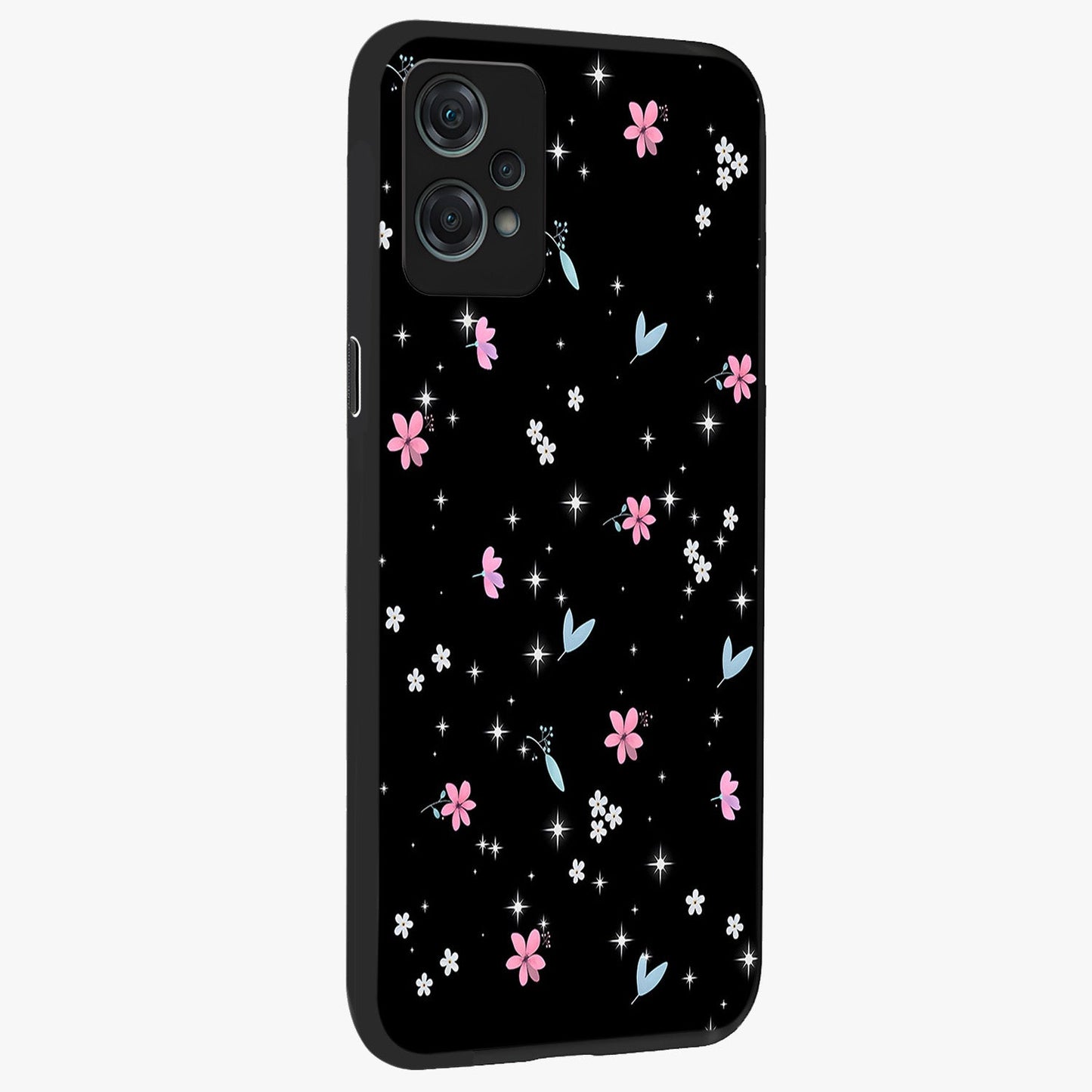 Black Aesthetic Wallpapers Glass Case for 1+Nord Ce 2 Lite side perspective highlighting sleek edges and premium dark design
