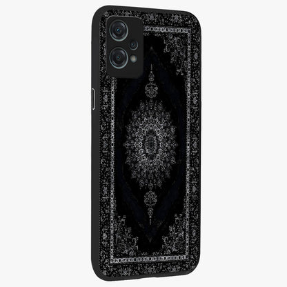 Black Persian Carpet Glass Case for 1+Nord Ce 2 Lite side perspective highlighting classic pattern textures and premium build