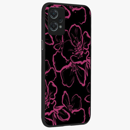 Black Violet Sketch Garden Glass Case for 1+Nord Ce 2 Lite side perspective highlighting elegant sketch detailing and premium finish