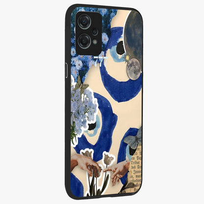 Blue Evil Divine Glass Case for 1+Nord Ce 2 Lite side perspective highlighting protective charm detailing and smooth premium edges